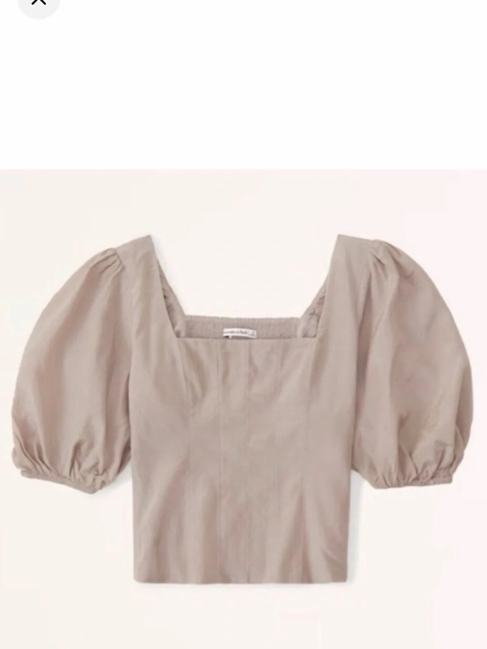 Abercrombie & Fitch Puff Sleeve Square-Neck Top in Taupe